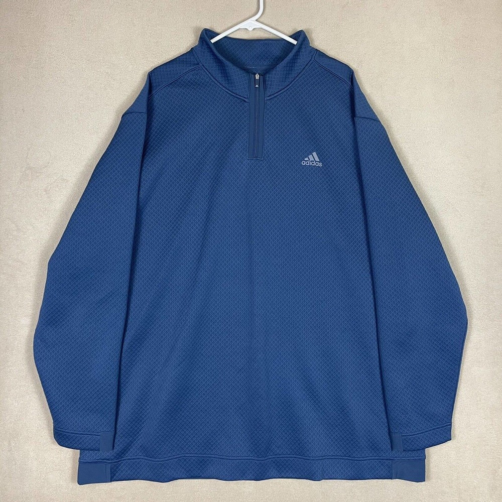 Adidas Mens L Sweatshirt Lightweight Mock Nek‎ 1/4 Zip Blue
